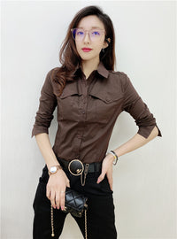 Solid Color Long-sleeved Shirt Women's Younger Shirt