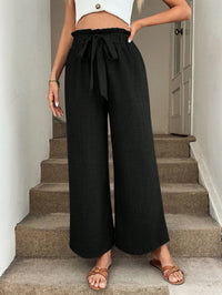 Bow-tie Waistband Casual Resort Flowy Pants