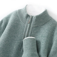 Men's Mid-length Zip-up Honeycomb-knit Thickened Sweater