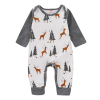 Deer Pine Tree Print Jumpsuit Baby Toddler Girl