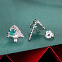 S925 Sterling Silver Christmas Tree Stud Earrings European And American Warm Winter Christmas Stud Earrings