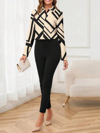 Elegant Stylish And Sweet Printed Long-sleeve Womens Blouse
