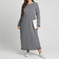 Women's Casual Solid Color Loose Plus-size Knitted Lace Dress