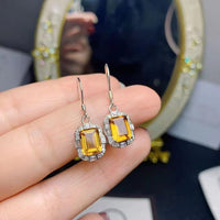 Silver Inlaid Pliers Natural Citrine Eardrops