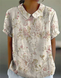 Summer Lapels Short Sleeve Elegant European And American Style Women Top