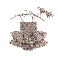 Summer Girls' Floral Pleated Jumpsuit