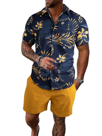 Men's 3D Printed Short-sleeved Shirt Beach Pants Suit