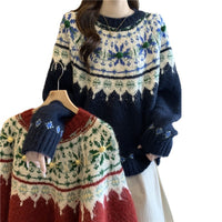 Slimming Relaxed-style Vintage Knit Top