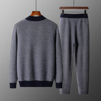 Mens Winter Pure Wool Sweater Half-Neck Zip-Up Cardigan With Thicker Outer Layer