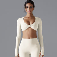 Deep V-neck Figure-hugging Breathable Cross-over Yoga Wear