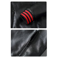 Winter Three Bars Hooded Leather Coat Coat Men