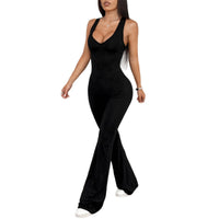 Athletic Chic Halter V-Neck Sexy Jumpsuit Womens Apparel