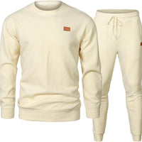 Men's Sports Casual Round Neck Jacquard Two-piece Dress Of Knitted Sweater