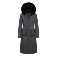Women's Cotton Jacket Drawstring Cinched Hoodie Fleece-lined Warm