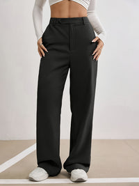 Thin  Draping  High-end Feel Loose-fitting  Figure-flattering Black Straight-leg Wide-leg Pants