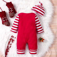 Letter Printed Striped Long Sleeve Jumpsuit