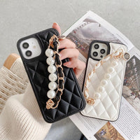Small Fragrance Pearl Bracelet Phone Case Leather Full Cover