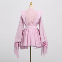 Women's Ruffled Lantern Sleeves Jumpsuit Skirt