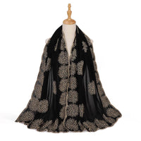 Ethnic Style Black Embroidered Toe Cap Shawl Scarf
