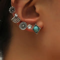 European And American Combination Suit Turquoise Ear Studs