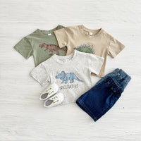 Baby Dinosaur Printed T-shirt Denim Shorts All-match Suit