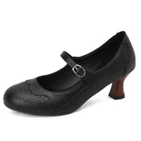 Rock Carved Hollow High Heel Women's Shoes Retro British Style Buckle