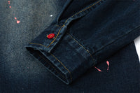 Contrast Color Inkjet Long-sleeved Shirt Denim Clothes Jacket Spring And Autumn