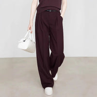 High-waisted Straight-leg Draping Suit Pants For Women