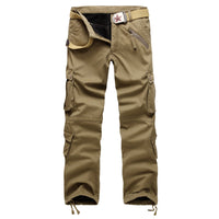 Mens Fleece-Lined Thickened Plus-Size Warm Loose-Fit Work Trousers