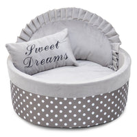 Round Princess Cat Bed With Sweet Dreams Pillow