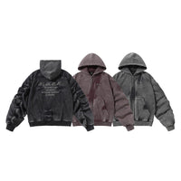 Winter American Retro Washed Distressed Hooded Fleece Lined Sweater