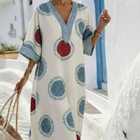 Women's Casual V-neck Loose Printed Vacation Dress