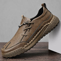 Casual Men's Autumn Handmade Leather Shoes Side Lace-up Trend