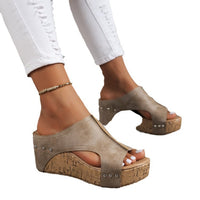 Wedge Sandals Popular Summer New Round Head Thick Bottom Roman Sandals