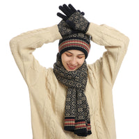 Three-piece Winter New Knitted Warm Woolen Hat Scarf And Gloves
