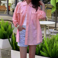Fashion Personality Solid Color Long Sleeve Loose Cotton-linen Shirt