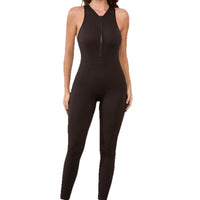 Women's Solid Color Athletic Zip-Up Yoga Jumpsuit