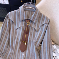 Striped Shirt For Women Spring Autumn Underwear Irregular Cinched