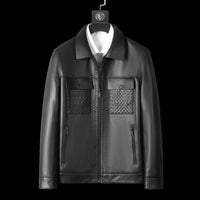 Genuine Leather Short Lapels Sheepskin Business Trends Handsome Jacket Coat