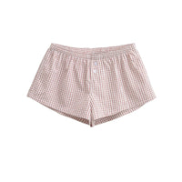 Hot Girl Loose Plaid Wide Leg Shorts Elastic Waist Button Casual Home Hot Pants
