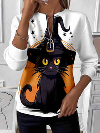 Womens Long-Sleeve Christmas-Print Sweatshirt Top