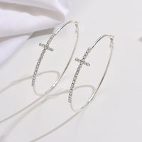 Exaggerated Rhinestone Cross Simple Bracelet Big Ring