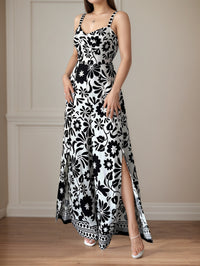 Elegant Womens Floral Print Wrap-Style Jumpsuit With Straps