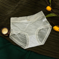 Women's Ultra-thin Ice Silk Lace Underwear Mid Waist Sexy Seamless