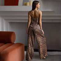 Womens Leopard-Print Camisole And Pants Pajama Set