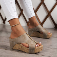 Wedge Sandals Popular Summer New Round Head Thick Bottom Roman Sandals
