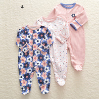Three New Baby One Piece Rompers With Long Sleeves And Feet