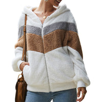 Long sleeve spliced fur coat