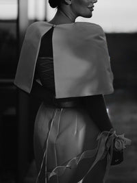 Satin Cape-style Top &Fitted Maxi Dress Set