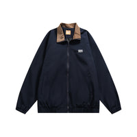 Men's Solid Color Simple Letter Printing Lapel Jacket Trendy Campus Youth Coat
